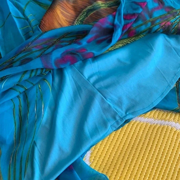 Indian Tropical Bohemian‎ Blue Dress Peacock Print - Picture 14 of 16